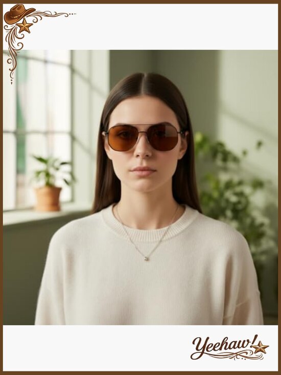 Retro Aviator Sunglasses for Women Men Vintage Square Metal Frame UV Protection main image 7